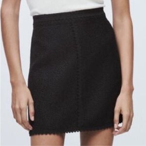 ZARA Tweed Textured Mini Skirt Black Womens SIZE S